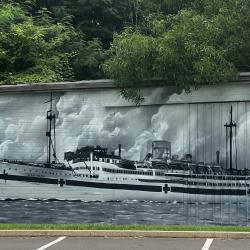 Painting of Hospital Ship on wall